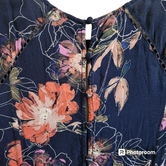 FREE PEOPLE EYES ON YOU PRINTED DRESS IN NAVY COMBO SIZE 4 FLORAL MINI - Picture 5 of 10